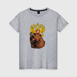 Женская футболка Патриотичный медведь на фоне герба