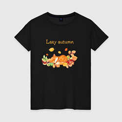 Женская футболка Lazy autumn with a fox