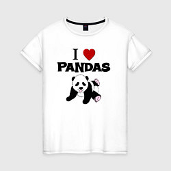 Футболка хлопковая женская I love Panda - люблю панд, цвет: белый