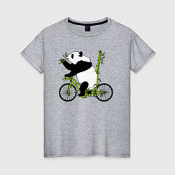 Женская футболка Панда на велосипеде с бамбуком