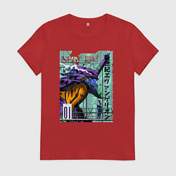 Футболка хлопковая женская EVA 01 Poster - Evangelion, цвет: красный