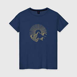 Женская футболка Горы и солнце в круге