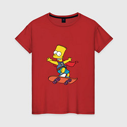 Женская футболка Барт Симпсон на скейте