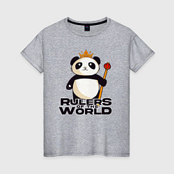 Футболка хлопковая женская Панда - Правители Мира, цвет: меланж