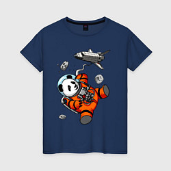Футболка хлопковая женская Космическая панда, цвет: тёмно-синий