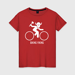 Футболка хлопковая женская Велосипед - Викинг, цвет: красный