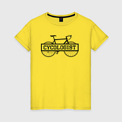 Женская футболка Cycologist - велосипедист
