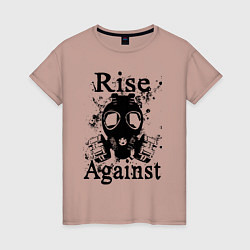 Футболка хлопковая женская Rise Against rock, цвет: пыльно-розовый