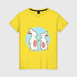 Футболка хлопковая женская Друзья Кролики, цвет: желтый