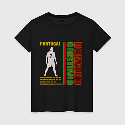 Футболка хлопковая женская Легенды футбола- Ronaldo, цвет: черный