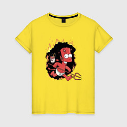 Женская футболка Барт Симпсон - чертёнок с вилами - halloween