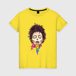 Футболка хлопковая женская Зомби с радугой, цвет: желтый