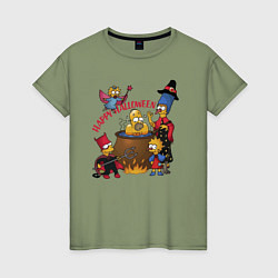 Женская футболка Семейка Симпсонов варит в адском котле главу семей