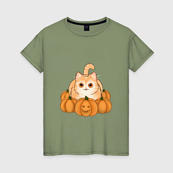 Женская футболка Котик на Хэллоуин