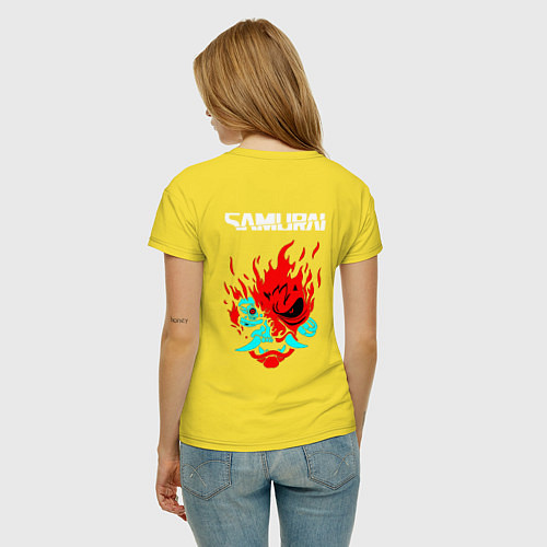 Женская футболка Лого Самурай из Киберпанка 2077 / Желтый – фото 4