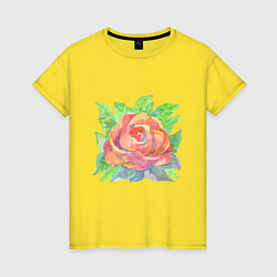 Футболка хлопковая женская Алая роза, цвет: желтый