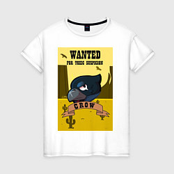Футболка хлопковая женская Wanted Crow, цвет: белый