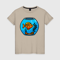 Женская футболка Аквариум с золотой рыбкой