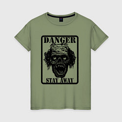 Женская футболка Опасно зомби