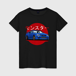 Футболка хлопковая женская Nissan Skyline R34 GT-R, цвет: черный