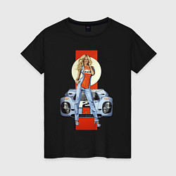 Футболка хлопковая женская Porsche - Motorsport - Girl, цвет: черный