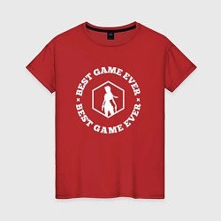 Футболка хлопковая женская Символ Tomb Raider и круглая надпись best game eve, цвет: красный