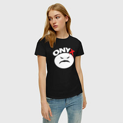 Футболка хлопковая женская Onyx logo white, цвет: черный — фото 2
