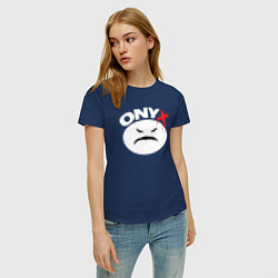 Футболка хлопковая женская Onyx logo white, цвет: тёмно-синий — фото 2