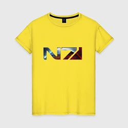 Футболка хлопковая женская Mass Effect N7 -Shooter, цвет: желтый