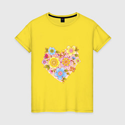 Женская футболка Орнамент цветочный в форме сердца Любовь