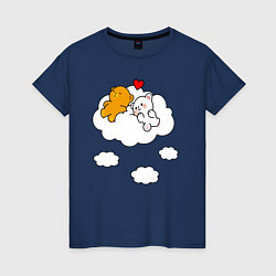 Женская футболка Влюбленные медвежата на облаке