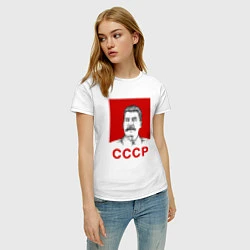 Футболка хлопковая женская Сталин-СССР, цвет: белый — фото 2