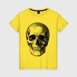 Футболка хлопковая женская Полупрозрачный череп, цвет: желтый
