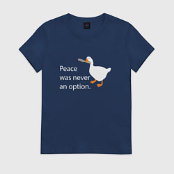 Футболка хлопковая женская Peace was never an option!, цвет: тёмно-синий