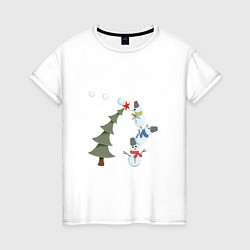 Женская футболка Зимние игры снеговиков Новый год