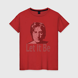 Женская футболка Портрет Джона Леннона и текст песни Let It Be