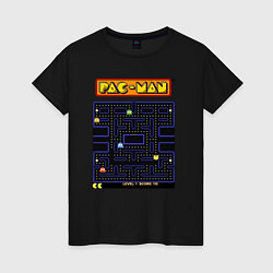 Футболка хлопковая женская Pac-Man на ZX-Spectrum, цвет: черный