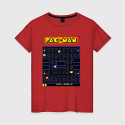 Футболка хлопковая женская Pac-Man на ZX-Spectrum, цвет: красный