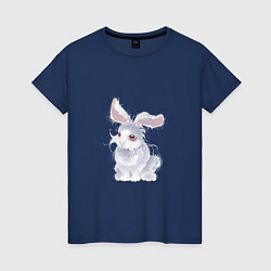 Футболка хлопковая женская Пушистый кролик, цвет: тёмно-синий