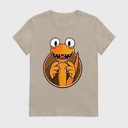 Футболка хлопковая женская Радужные друзья: Оранжевый, цвет: миндальный