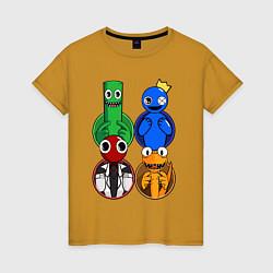 Женская футболка Радужные друзья: Зеленый, Синий, Оранжевый и Красн