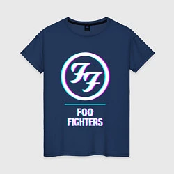 Футболка хлопковая женская Foo Fighters glitch rock, цвет: тёмно-синий