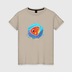 Женская футболка Мультяшная красная морская рыбка