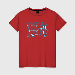 Женская футболка Девушки с собакой и парень