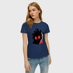 Футболка хлопковая женская Cult of the Lamb - Овечка в испуге, цвет: тёмно-синий — фото 2