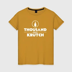 Футболка хлопковая женская Thousand Foot Krutch белое лого, цвет: горчичный