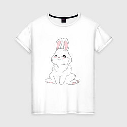 Женская футболка Милый белый зайчик с сердечками