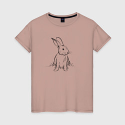 Женская футболка Контурный заяц