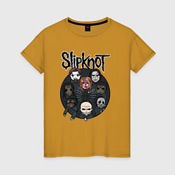 Футболка хлопковая женская Slipknot art fan, цвет: горчичный