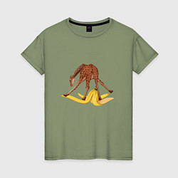 Женская футболка Жираф скользит на банановой кожуре